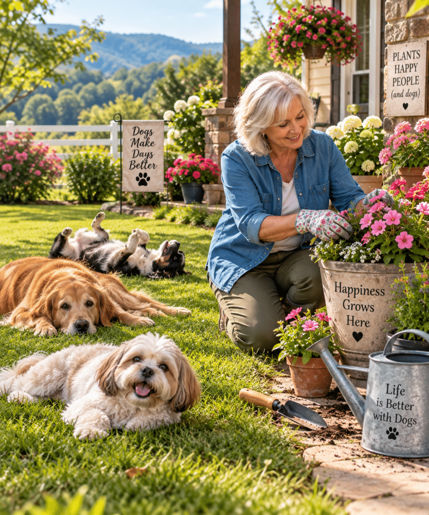 the dogs are lying or rolling on the lawn