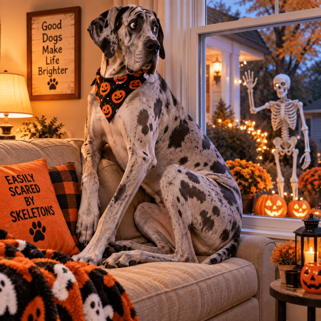 The Great Dane Who Is Afraid of the Yard Decorations